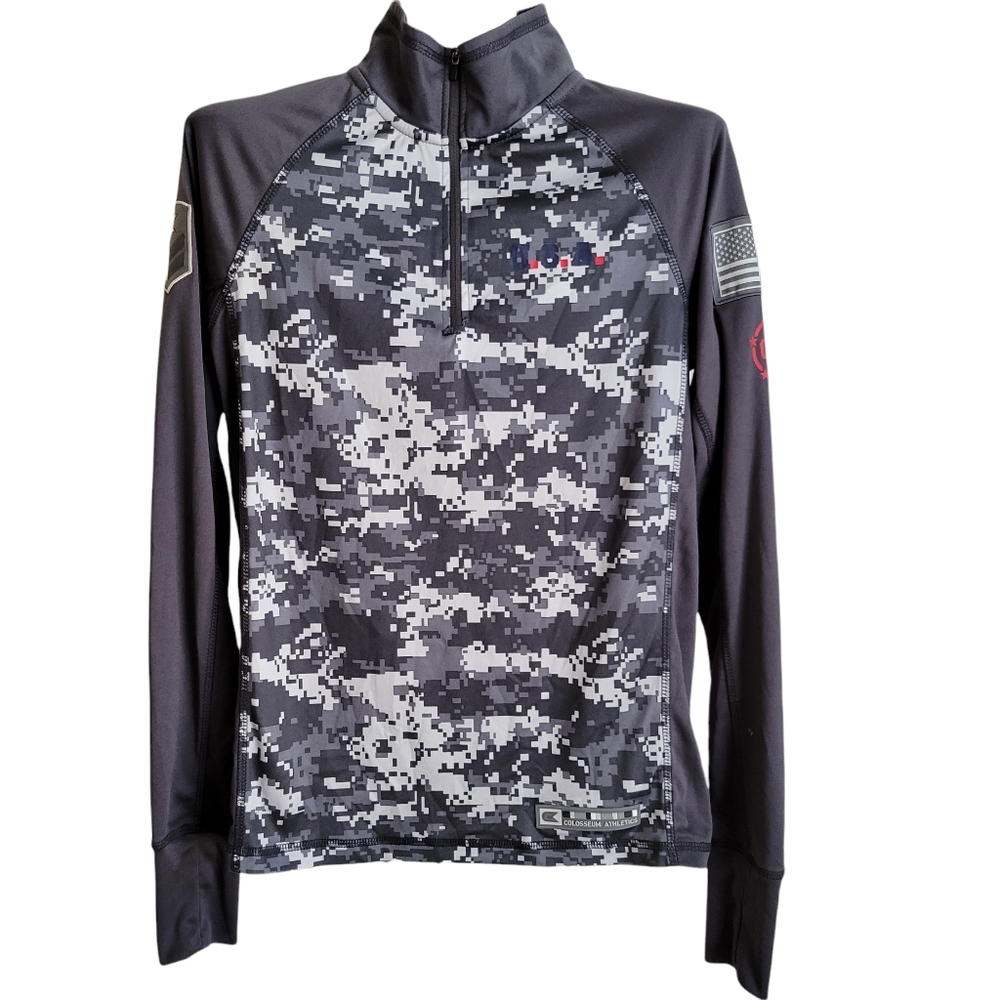 Colosseum Womens Team USA Raglan Pullover Jacket Military Appreciation Qtr Zip S